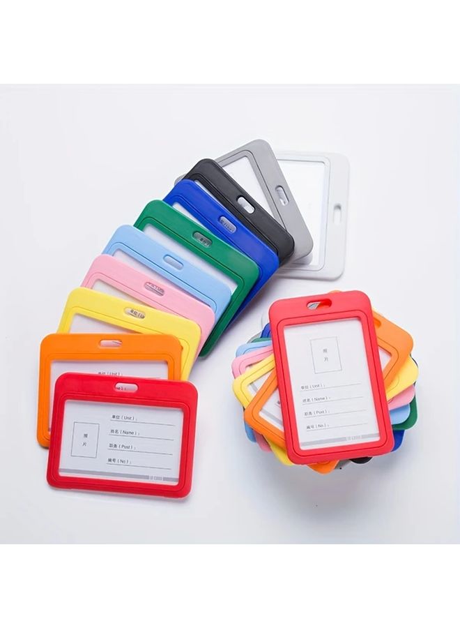 5 Pack Blue Horizontal Transparent ID Card Sleeves Double Sided Work School Campus Entry Card Protectors - Image 1