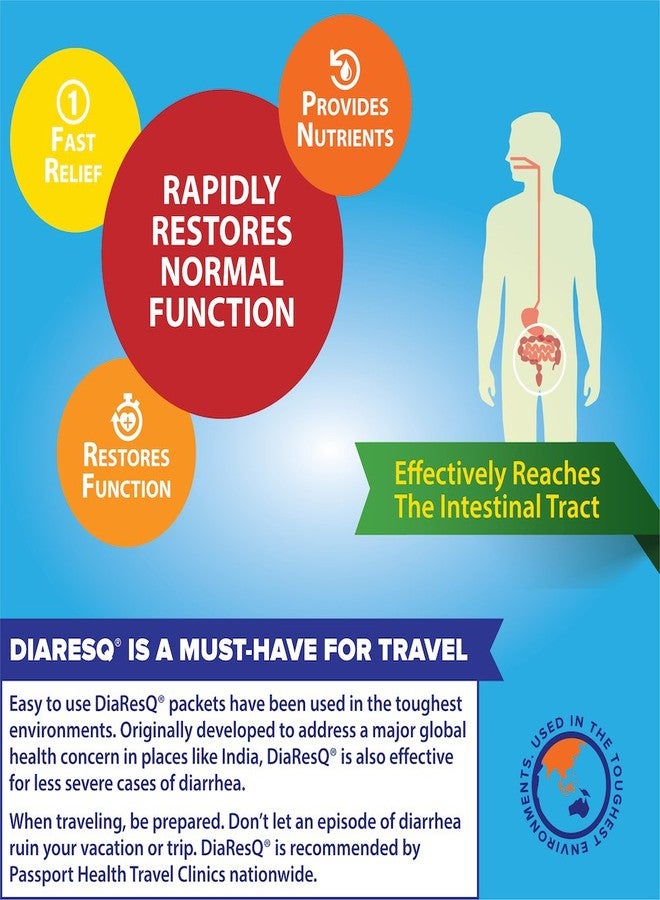 DiaResQ Diarrhea & Immune Support Colostrum Drink Mix for Adults, 6 Ct, Rapid Recovery, Helps Restore Normal Intestinal Function, Vanilla Flavor - Image 4