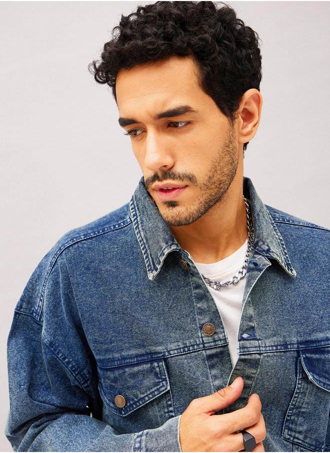 Mascln Sassafras - Relaxed Fit Washed Denim Jacket by Styli - Image 1