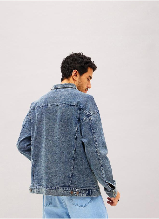 Mascln Sassafras - Relaxed Fit Washed Denim Jacket by Styli - Image 1