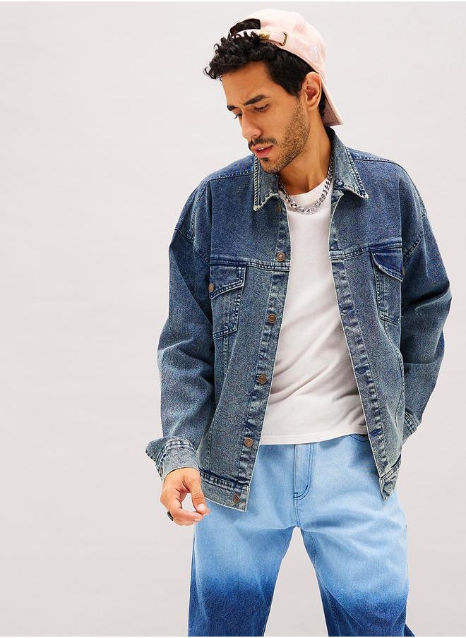 Mascln Sassafras - Relaxed Fit Washed Denim Jacket by Styli - Image 1