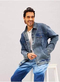 Relaxed Fit Washed Denim Jacket by Styli