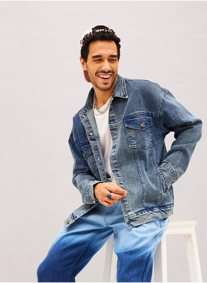 Mascln Sassafras - Relaxed Fit Washed Denim Jacket by Styli - Image 1