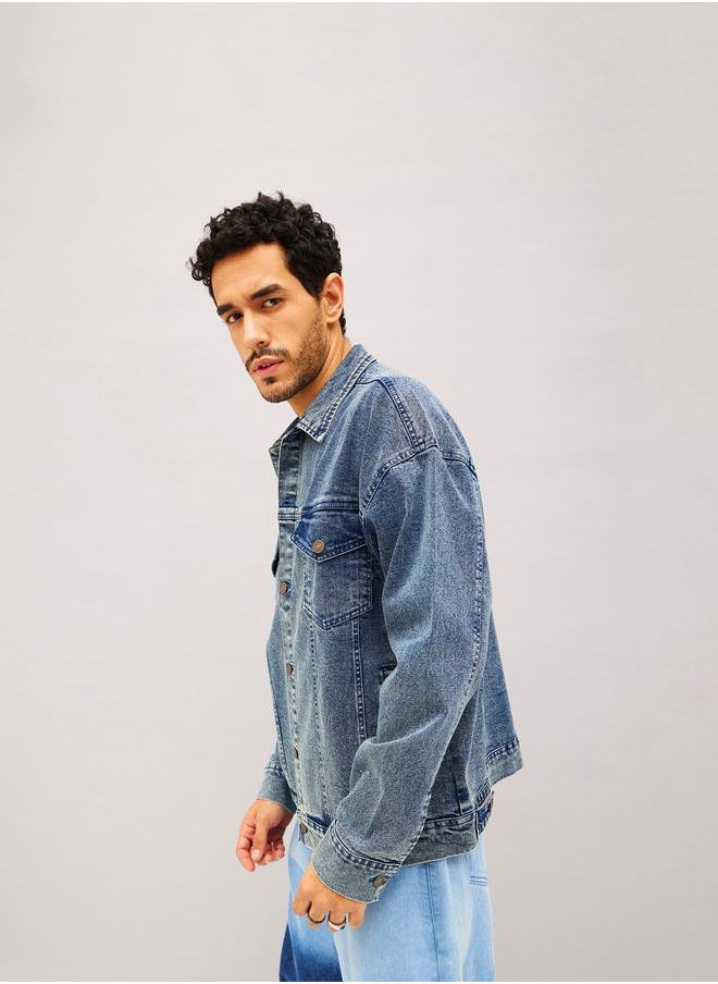 Mascln Sassafras - Relaxed Fit Washed Denim Jacket by Styli - Image 1