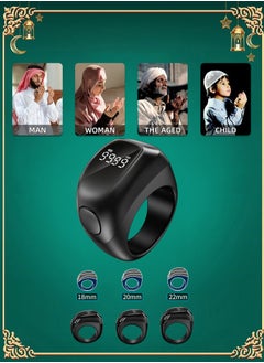 BESTIS Zikr Ring Smart Ring with  3 Sizes (18mm 20mm 22mm), Muslim Prayer, Prayer Timing Reminder, OLED Display Tasbih Counter, Smart Ring  - Image 1