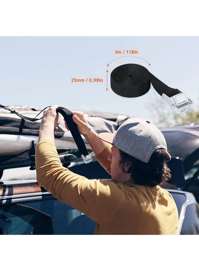 Heavy Duty Tie Down Straps 4PCS Black 5M Durable PP Material Clamping Lock for Car Bike Luggage Moving Outdoor Use - Image 4