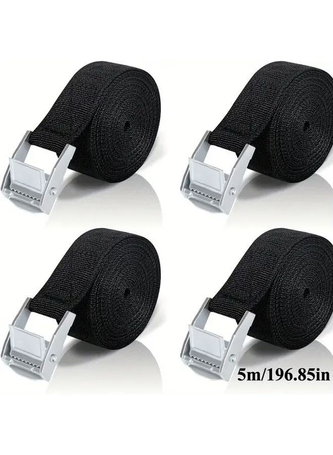 Heavy Duty Tie Down Straps 4PCS Black 5M Durable PP Material Clamping Lock for Car Bike Luggage Moving Outdoor Use - Image 1
