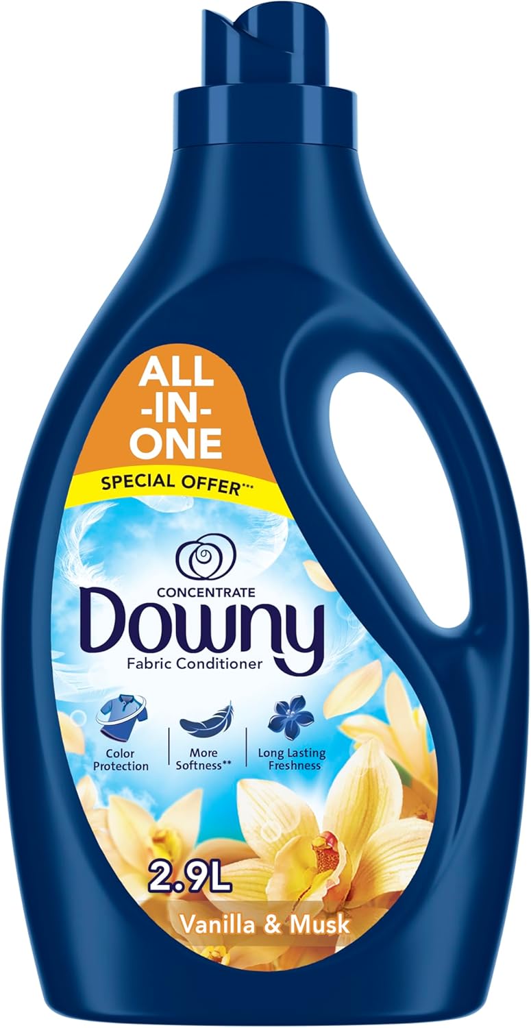 Downy منعم الأقمشة داوني، مركز، فانيليا ومسك، حماية اللون، مزيد من النعومة، انتعاش يدوم طويلاً، 2.9 لتر - Image 1