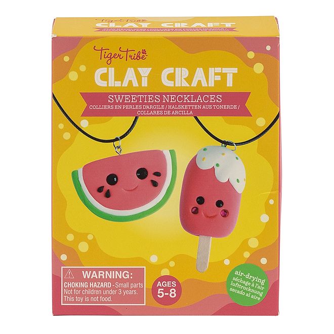 Tiger Tribe Clay Craft Sweeties Necklaces Kit - Lightweight Air-Dry for Ages 5-8, Non-Toxic Craft Set 10.5x4.5x13cm - Image 1