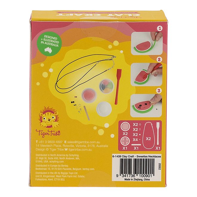 Tiger Tribe Clay Craft Sweeties Necklaces Kit - Lightweight Air-Dry for Ages 5-8, Non-Toxic Craft Set 10.5x4.5x13cm - Image 5
