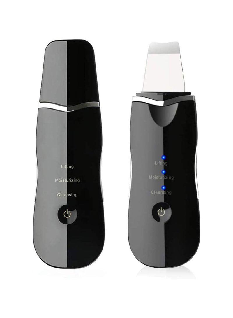 Generic Ultrasonic Skin Facial Scrubber Face Spatula, Professional Deep Cleaning Skin Dirt Blackhead Remover Reduce Wrinkles and Spot Facial Lifting Peeling Skin Care Beauty Device Tool (Black)  - Image 1