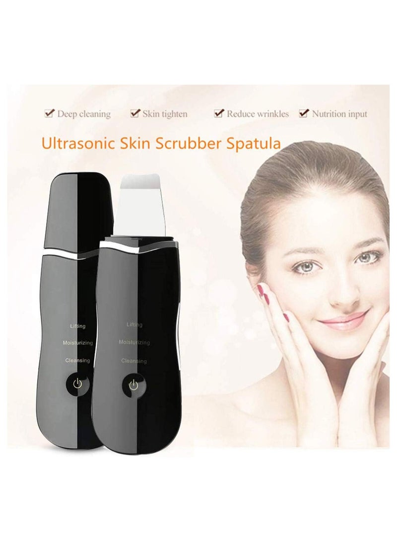 Generic Ultrasonic Skin Facial Scrubber Face Spatula, Professional Deep Cleaning Skin Dirt Blackhead Remover Reduce Wrinkles and Spot Facial Lifting Peeling Skin Care Beauty Device Tool (Black)  - Image 2