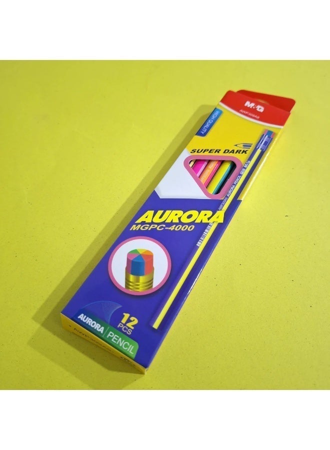 M&G Super Dark Aurora Pencil Pack, HB Lead 12-Pack for Vibrant, Dark Writing in Notes and Sketches - Image 2