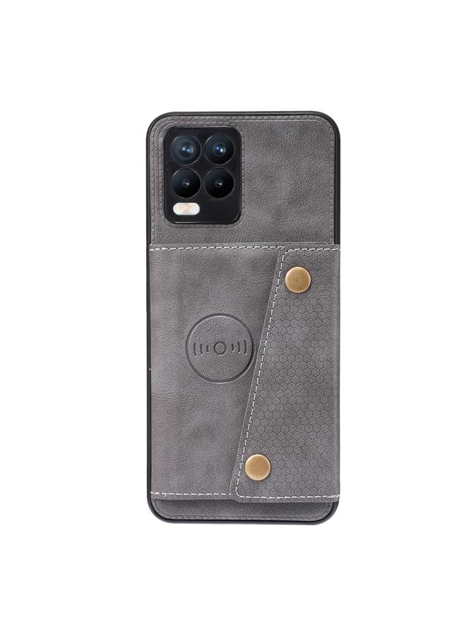 S-TOP Case For OPPO Realme 8 / 8 Pro Double Buckle PU + TPU Shockproof Magnetic Protective Case with Card Slot & Holder - Image 2
