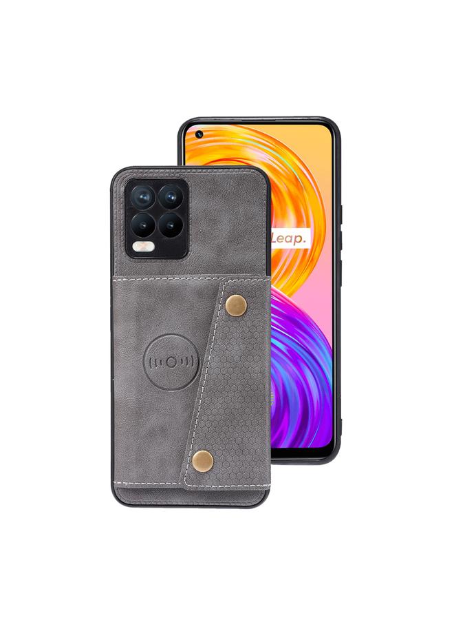 S-TOP Case For OPPO Realme 8 / 8 Pro Double Buckle PU + TPU Shockproof Magnetic Protective Case with Card Slot & Holder - Image 3