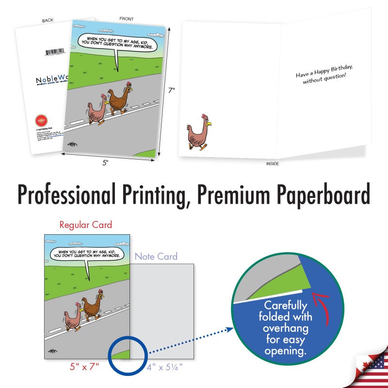 NobleWorks, Funny Birthday Greeting Card with 5 x 7 Inch Envelope (1 Card) Bday Chicken Road C10870BDG - Image 3