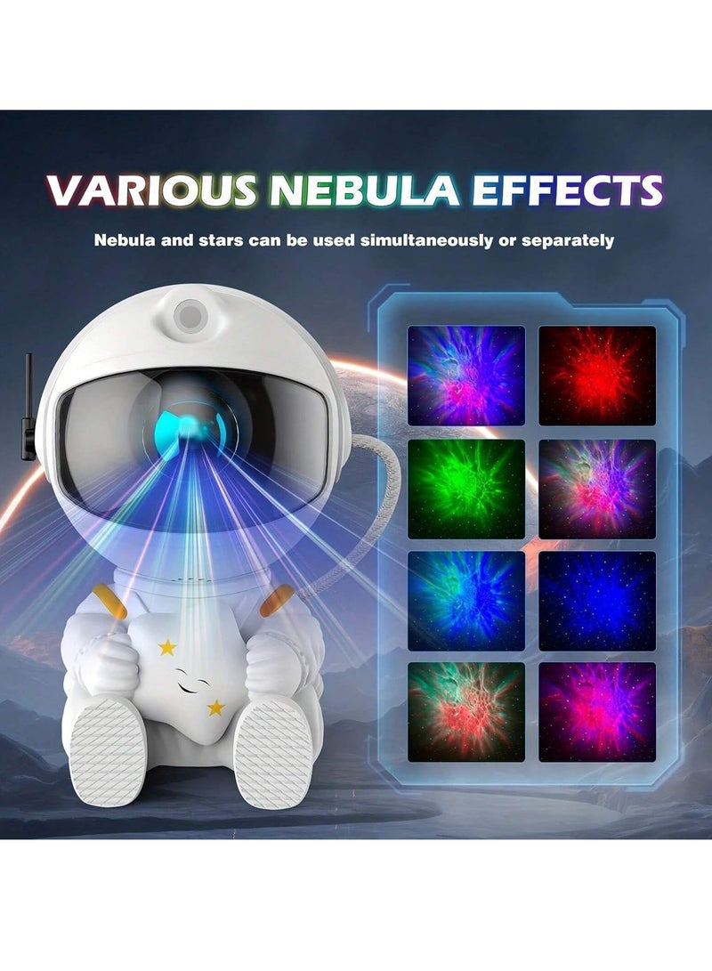 بورتوني جهاز عرض نجوم رائد الفضاء ومجرة السديم وضوء ليلي يدور 360 درجة برأس مغناطيسي ومصباح سديم لغرفة النوم وغرفة الأطفال وغرفة السقف وديكور الغرفة باللون الأبيض 85 مم * 76 مم * 125 مم - Image 2