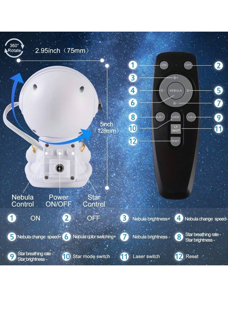 بورتوني جهاز عرض نجوم رائد الفضاء ومجرة السديم وضوء ليلي يدور 360 درجة برأس مغناطيسي ومصباح سديم لغرفة النوم وغرفة الأطفال وغرفة السقف وديكور الغرفة باللون الأبيض 85 مم * 76 مم * 125 مم - Image 5