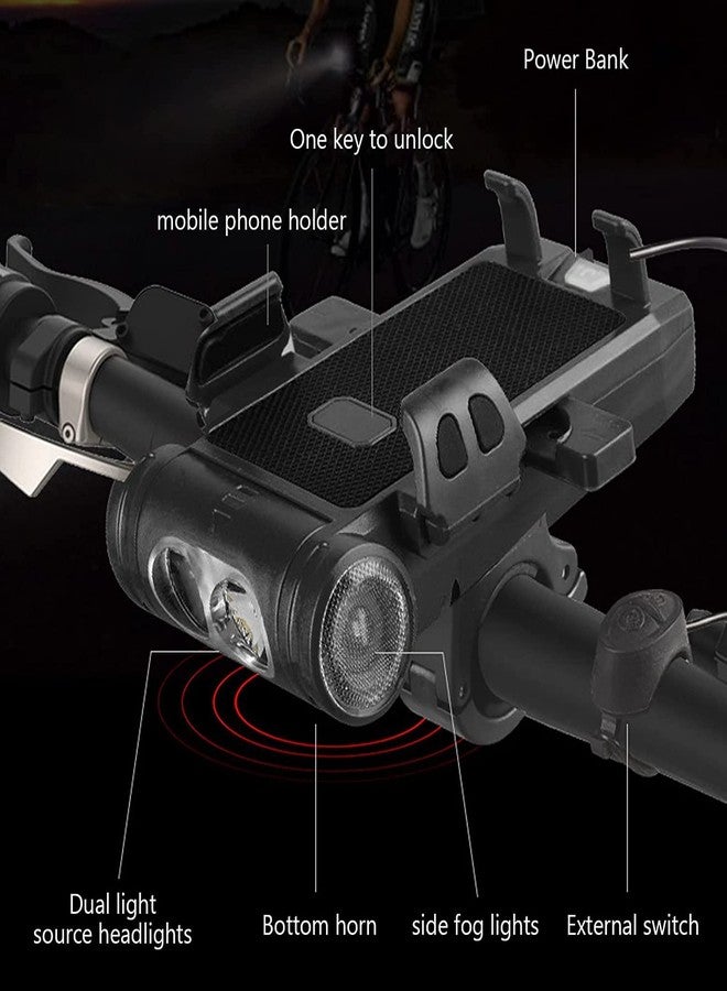 FASTPED Bike Phone Holder with Bike Horn, Bicycle Lights Phone Holder (Black) - Image 3