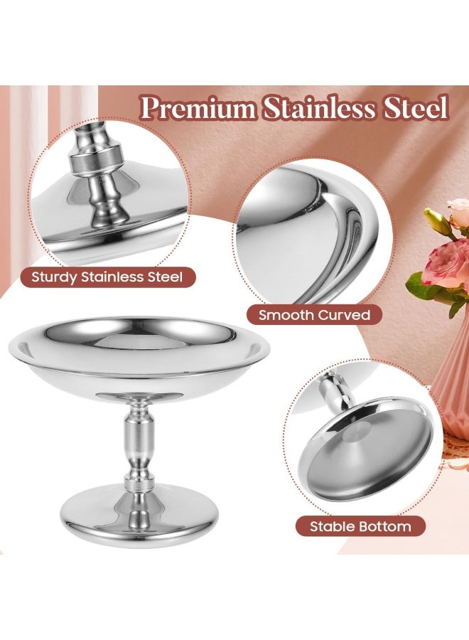 Stainless Steel Dessert Cup, High Base Ice Cream Bowl, Metal Footed Sundae Dish, Elegant Serving Bowls for Candy, Jelly, Fruit, Pudding, Snacks, Party Favors (Silver, 2-Piece Set) - Image 4