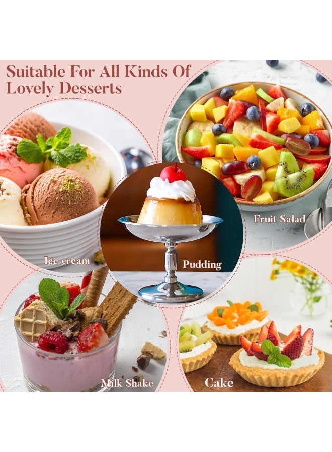 Stainless Steel Dessert Cup, High Base Ice Cream Bowl, Metal Footed Sundae Dish, Elegant Serving Bowls for Candy, Jelly, Fruit, Pudding, Snacks, Party Favors (Silver, 2-Piece Set) - Image 5