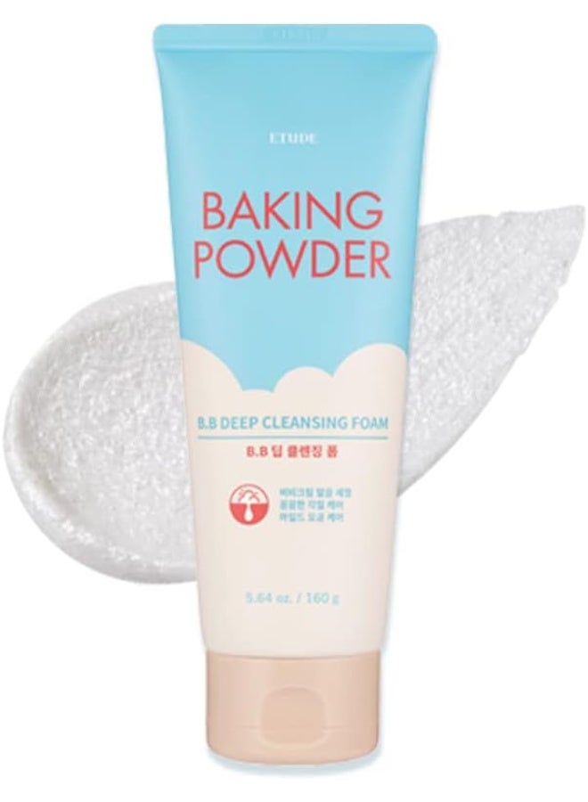 ETUDE ETUDE Baking Powder B.B Deep Cleansing Foam, 5.4 fl.oz.(160ml) (21AD) | Perfect Cleansing and Peeling, Removes Pore Waste and Dead Skin Cells, Korean Skin Care, Kbeauty, Perfect for Gift - Image 1