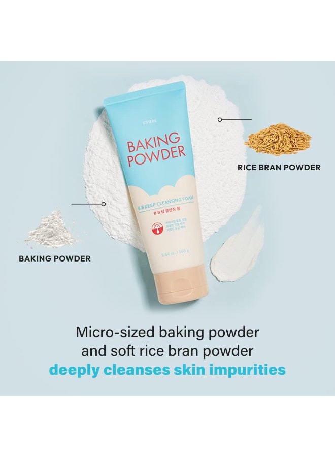 ETUDE ETUDE Baking Powder B.B Deep Cleansing Foam, 5.4 fl.oz.(160ml) (21AD) | Perfect Cleansing and Peeling, Removes Pore Waste and Dead Skin Cells, Korean Skin Care, Kbeauty, Perfect for Gift - Image 2