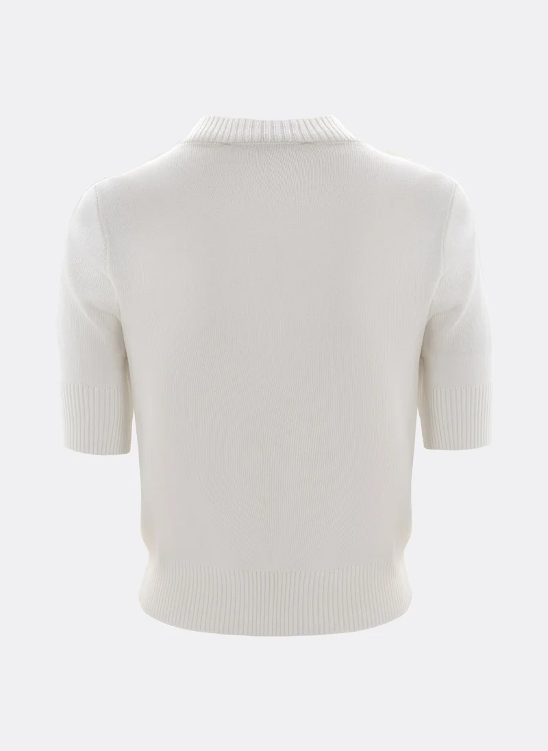 Lichi Short-sleeved knitted cardigan with golden fittings