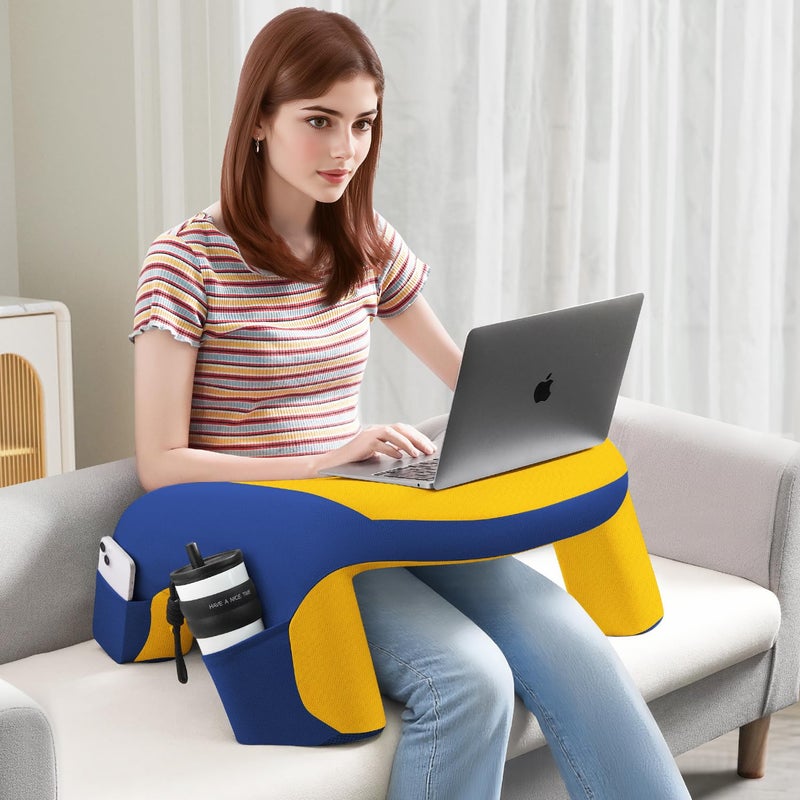 WOGAHEV Reading Pillow, Gaming Pillow for Lap, Bed Desk for Laptop and Writing, Memory Foam Lap Desk for Reading, Working, Playing Steam Deck Switch or Sitting in Bed, Floor Sofa- Yellow - Image 1