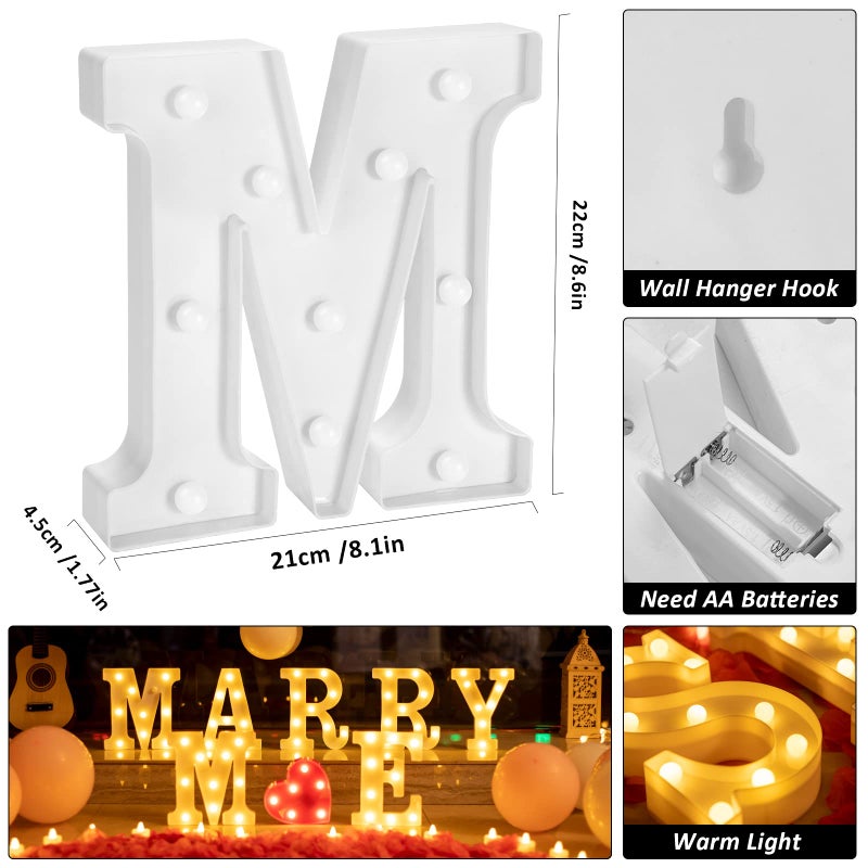 GPUSFAK 6132pcs Marry Me Marquee Light Up Letters- LED Letter Number Light Sign with Round Light Rose Petal Balloons Decoration for Proposal Engagement Wedding Home Table Decor White - Image 3