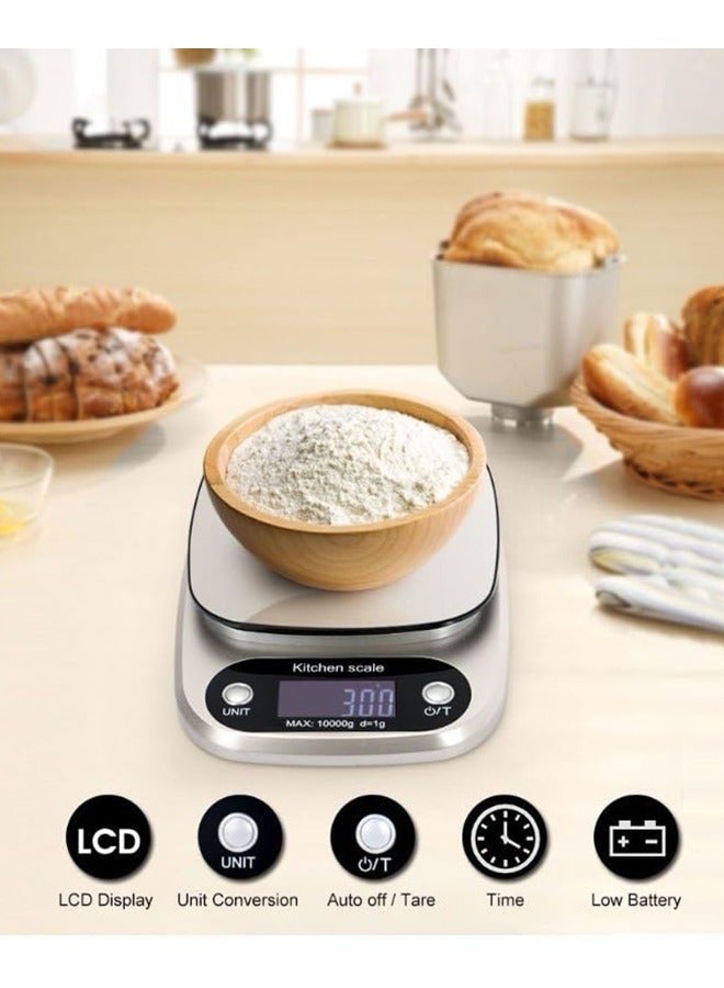 Electronic Food Scale 10kg/1g Weight Grams, Touch Screen Digital Kitchen Scales and Ounces for Cooking, Baking,LCD Display  - Image 3