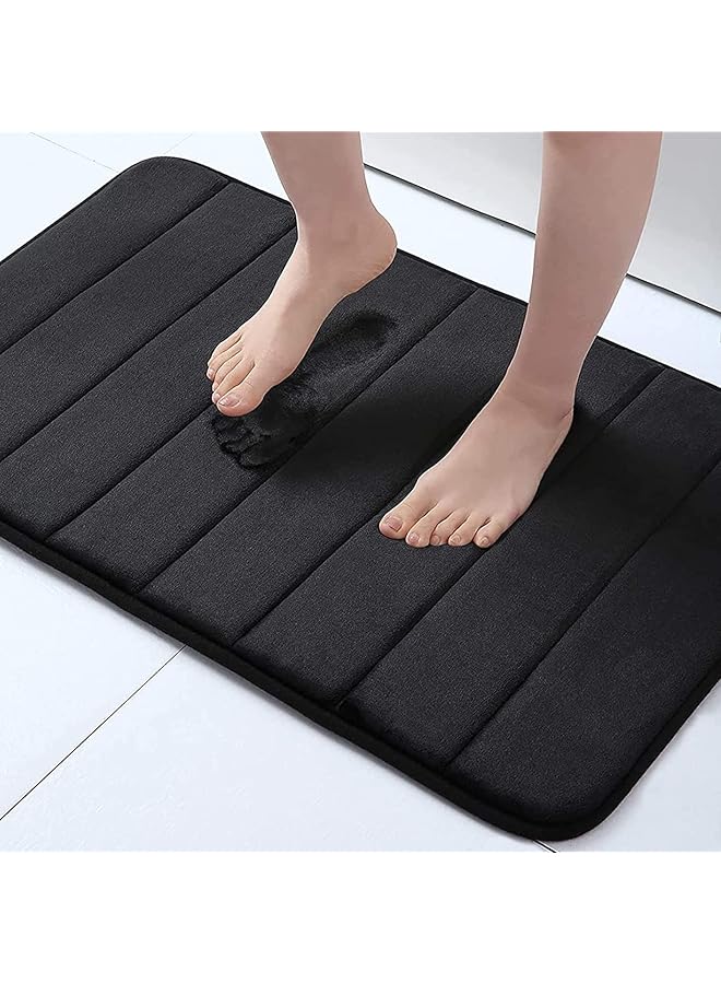 erorex 20 Inch X 32 Inch 50X80Cm Black Memory Foam Soft Bath Mats Non Slip Absorbent Bathroom Rugs Rubber Back Runner Mat For Kitchen Bathroom Floors 50Cm X 80Cm Black - Image 1