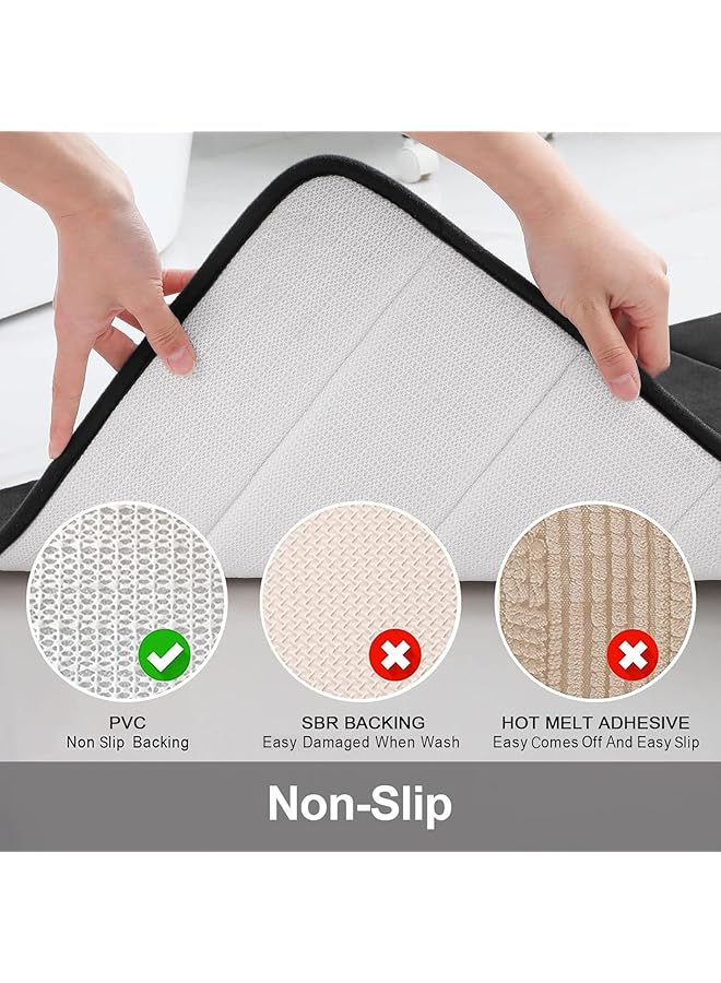 erorex 20 Inch X 32 Inch 50X80Cm Black Memory Foam Soft Bath Mats Non Slip Absorbent Bathroom Rugs Rubber Back Runner Mat For Kitchen Bathroom Floors 50Cm X 80Cm Black - Image 4