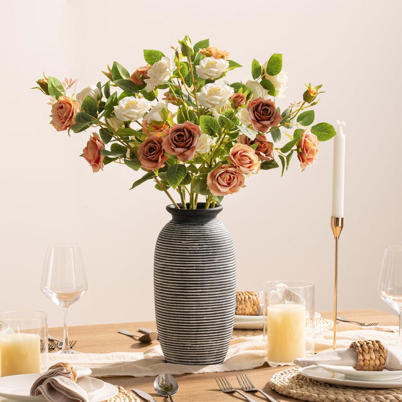 ooit Ceramic Rustic Flower Vase, Large Farmhouse Vases Home Decor, 12.5" Tall Pottery Decorative Pampas Vase for Table Living Room Entryway Mantel Bookshelf Bedroom Bathroom Kitchen - Image 3