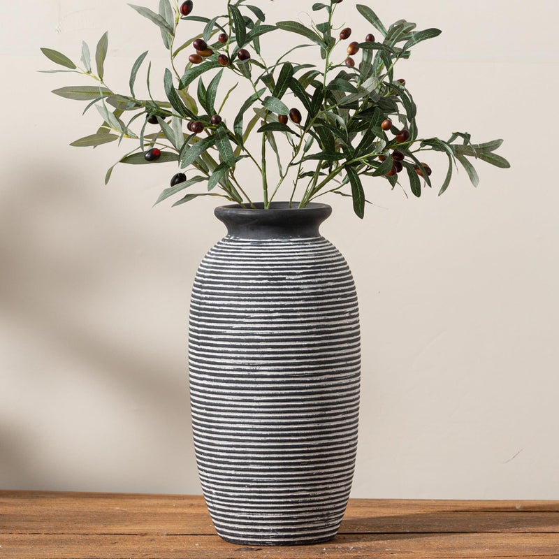 ooit Ceramic Rustic Flower Vase, Large Farmhouse Vases Home Decor, 12.5" Tall Pottery Decorative Pampas Vase for Table Living Room Entryway Mantel Bookshelf Bedroom Bathroom Kitchen - Image 1