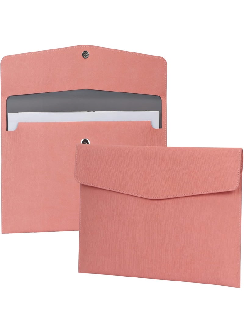 حافظة ملفات، حافظة مستندات A4 من الجلد الصناعي، منظم ملفات، ظرف حفظ، حافظة للأجهزة اللوحية، مزودة بإغلاق مغناطيسي، مناسبة للمنزل والمدرسة والمكتب، لون وردي - Image 1