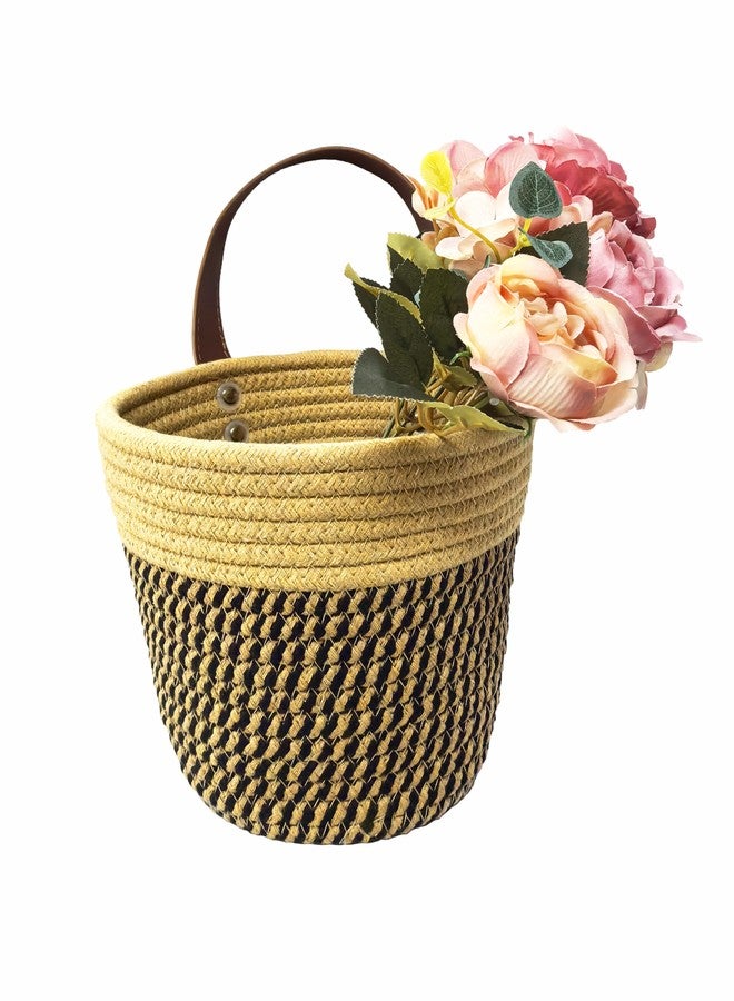 Prudance Wall Hanging Basket, 5" x 6" Small Hanging Storage Basket Cotton Rope Planter Basket with Handle for Organizing - Image 2