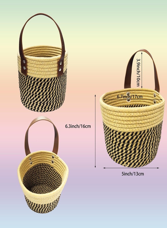 Prudance Wall Hanging Basket, 5" x 6" Small Hanging Storage Basket Cotton Rope Planter Basket with Handle for Organizing - Image 3