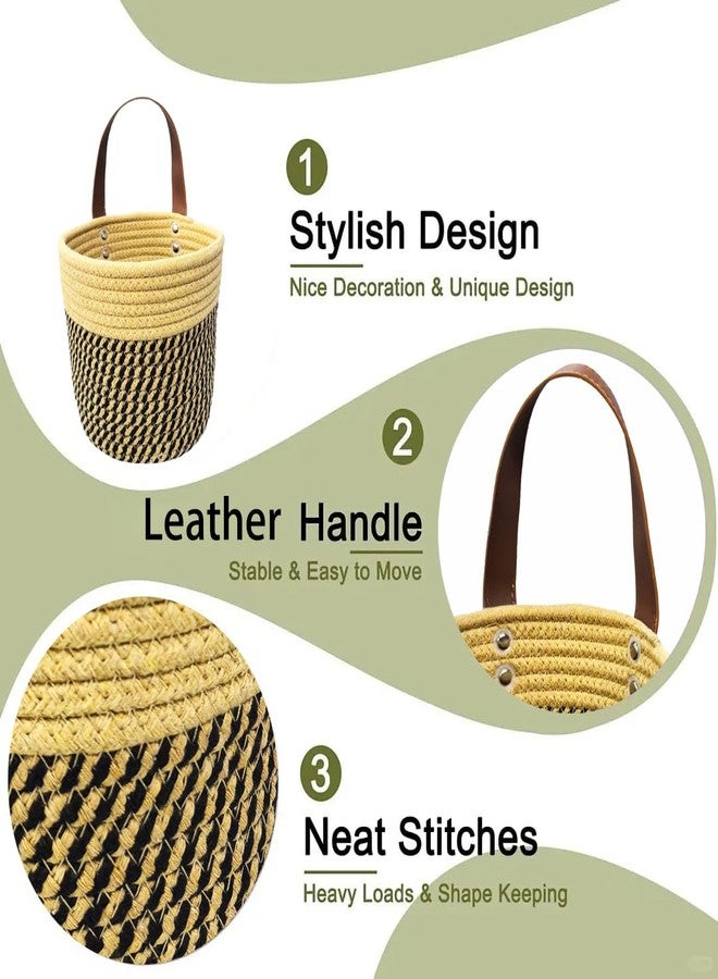 Prudance Wall Hanging Basket, 5" x 6" Small Hanging Storage Basket Cotton Rope Planter Basket with Handle for Organizing - Image 5