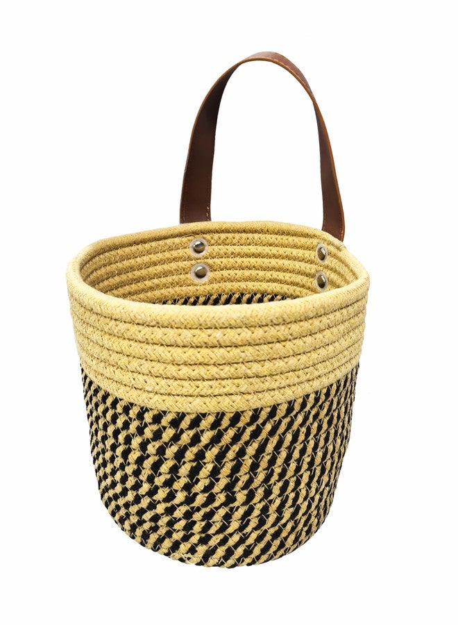 Prudance Wall Hanging Basket, 5" x 6" Small Hanging Storage Basket Cotton Rope Planter Basket with Handle for Organizing - Image 1