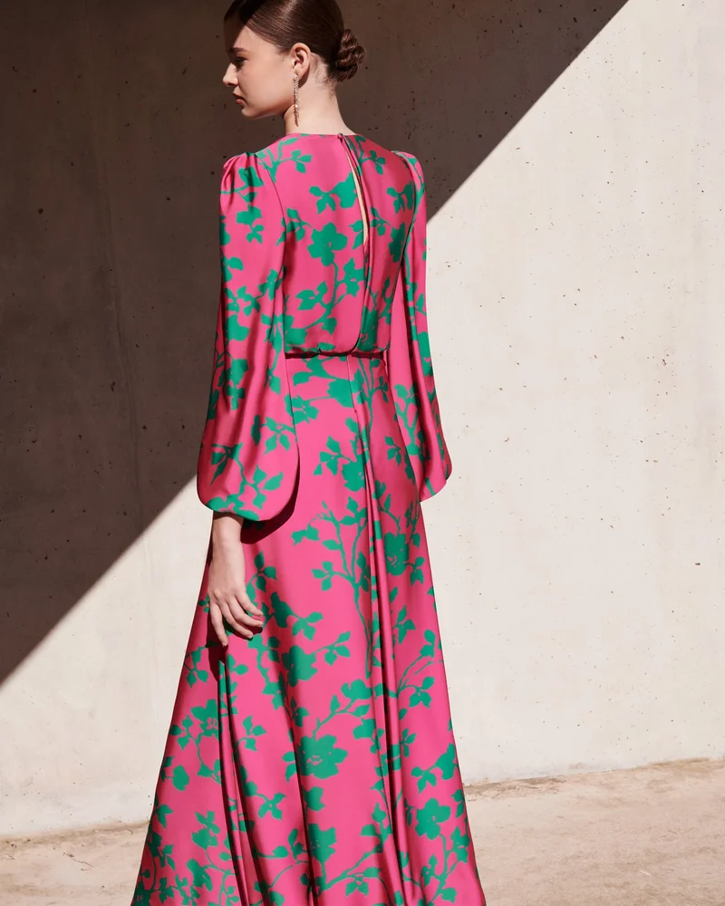 روسا كلارا Aire Barcelona Satin Long Cocktail Dress