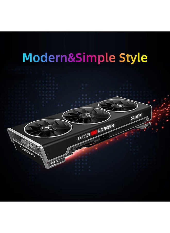 XFX - RX 6750XT OC Graphics Card Computer Gaming Graphics Card 12GB/192bit/GDDR6 Memory Metal Shell LED Light Effect DP*3+HD Ports - Image 1