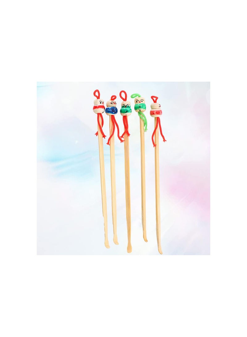 GGOOT Wood Ear Pick Cleaner Spoon: Ear Cleaning Tool Ear Spoon Tweezer 12Pcs Earwax Curette Earwax Remover Tool for Baby Kids Children Safe Ear Digging Cleaning Random Color  - Image 3