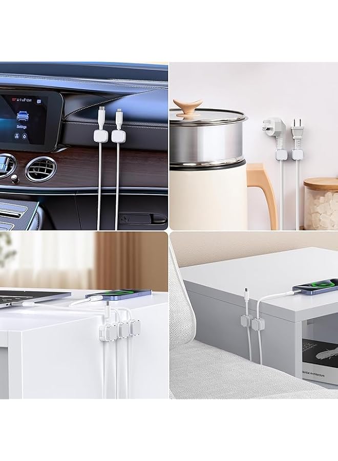 S-TOP Magnetic Cord Organizer (6-Pack) – Premium Cable Management Clips with Strong Adhesive for Desk, Nightstand, Kitchen, Car & Office – Keep Phone Wires Tidy & Tangle-Free (White) - Image 2
