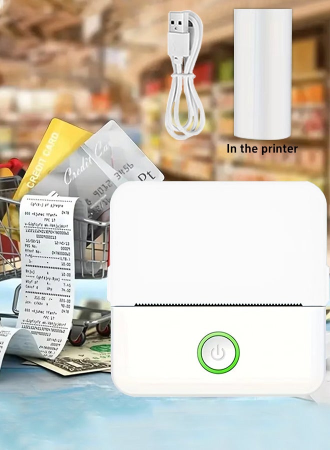 Mini Label Printer, Photo priter,Portable Multi-function Inkless Sticker Maker, Free Cut Small Pocket Printer, Bluetooth Wireless Thermal Printer, Support Android iOS, With One Roll of Printing Pape - Image 1