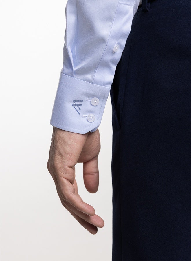 Mannerism The Non Iron Professional Blue Dress Shirt with Semi Cut Away Collar & Crisp Structure - Image 5