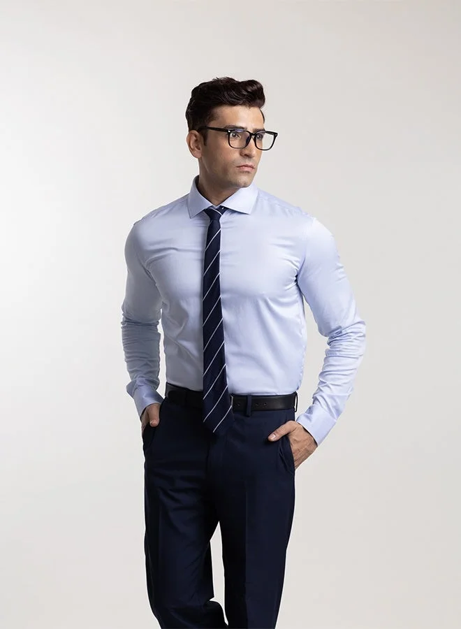 Mannerism The Non Iron Professional Blue Dress Shirt with Semi Cut Away Collar & Crisp Structure