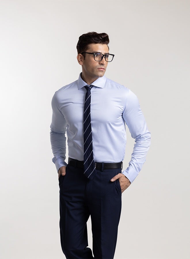 Mannerism The Non Iron Professional Blue Dress Shirt with Semi Cut Away Collar & Crisp Structure - Image 1