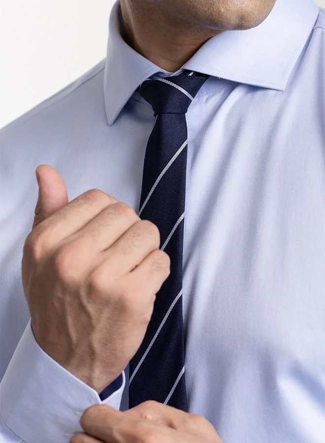 Mannerism The Non Iron Professional Blue Dress Shirt with Semi Cut Away Collar & Crisp Structure
