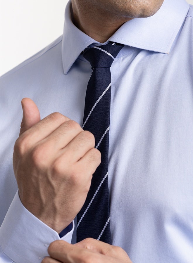 Mannerism The Non Iron Professional Blue Dress Shirt with Semi Cut Away Collar & Crisp Structure - Image 2